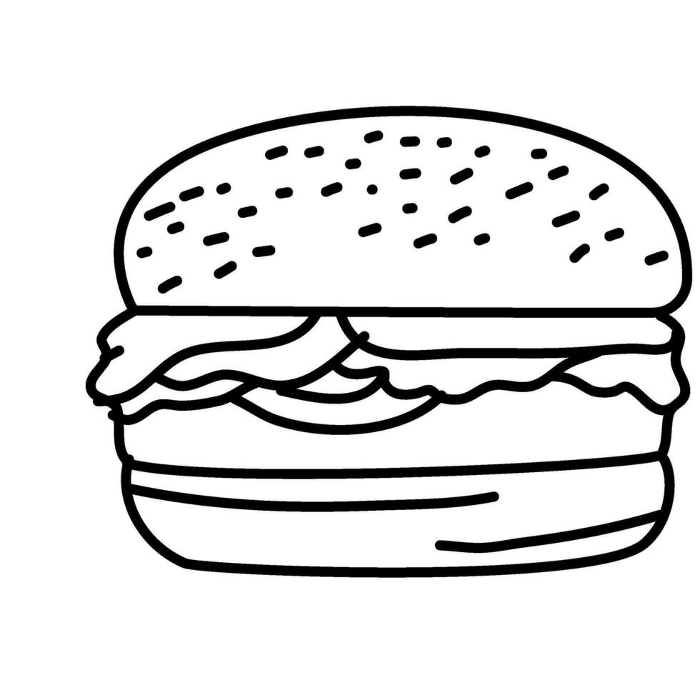 hamburger doodle. burger doodle. hand drawn of burger. doodle of hamburger. fast food doodle element. vector
