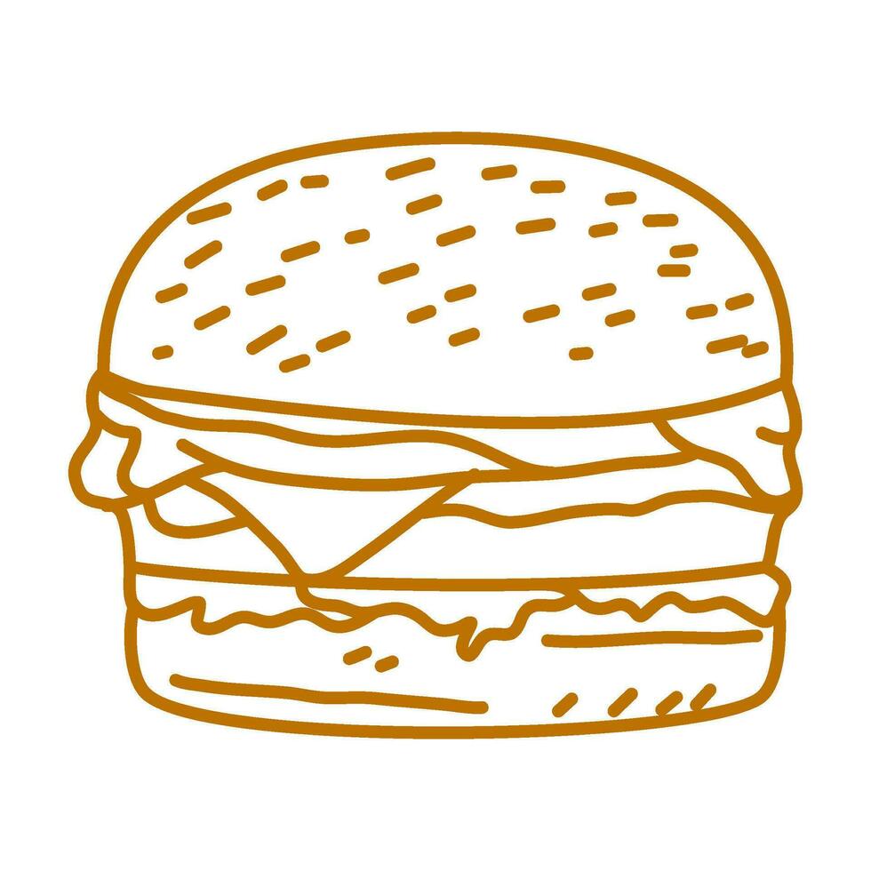 hamburger doodle. burger doodle. hand drawn of burger. doodle of hamburger. fast food doodle element. vector