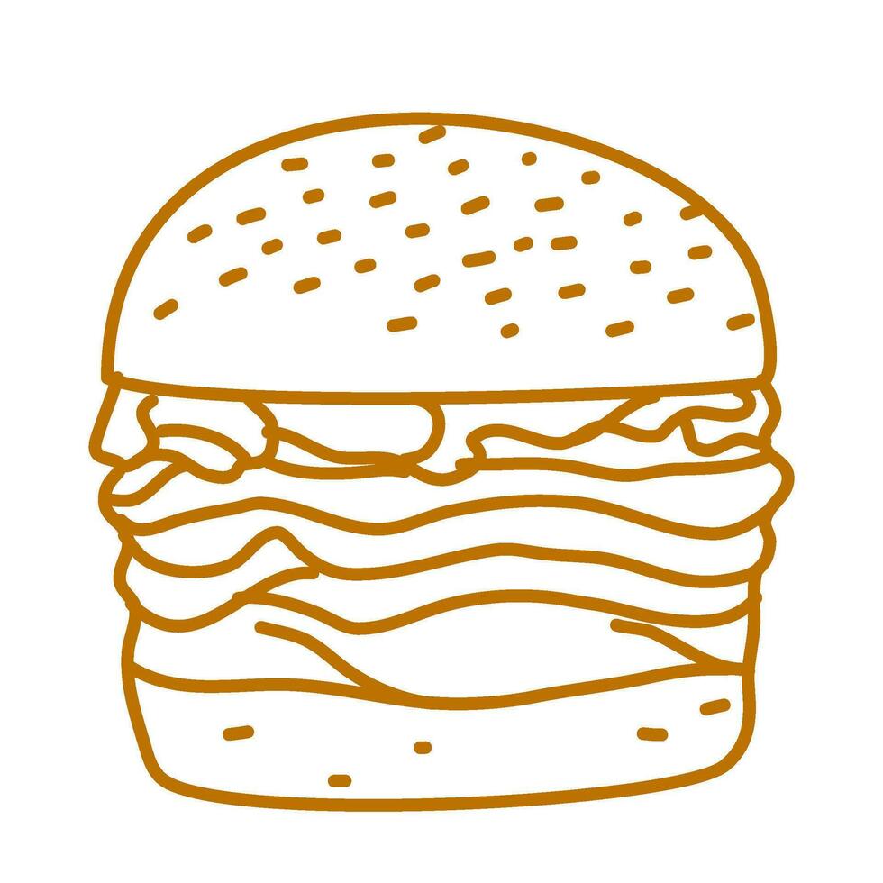 hamburger doodle. burger doodle. hand drawn of burger. doodle of hamburger. fast food doodle element. vector
