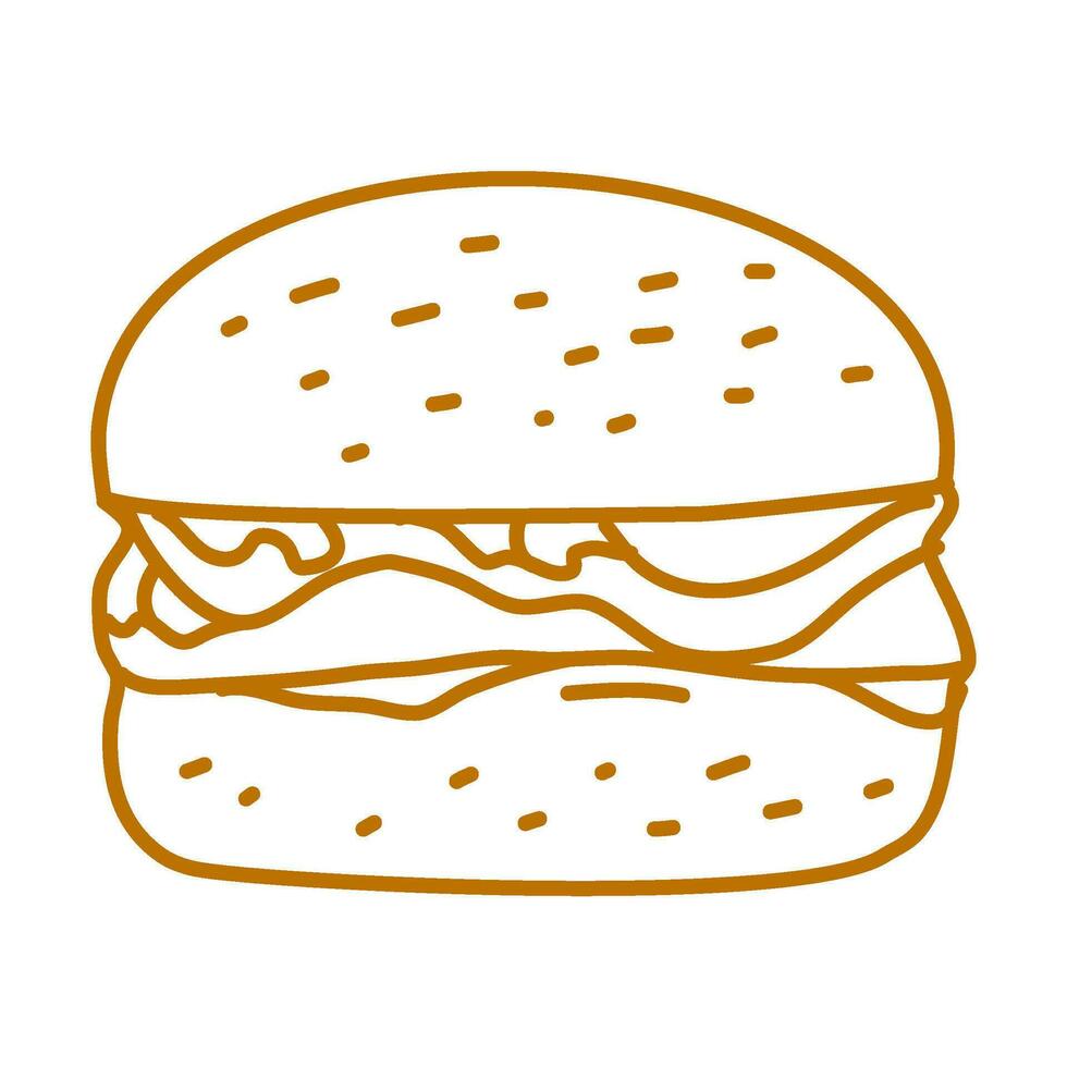 hamburger doodle. burger doodle. hand drawn of burger. doodle of hamburger. fast food doodle element. vector