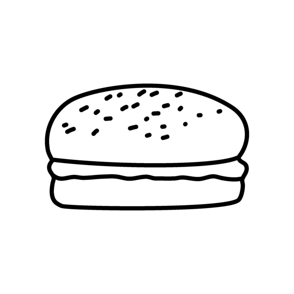 hamburger doodle. burger doodle. hand drawn of burger. doodle of hamburger. fast food doodle element. vector