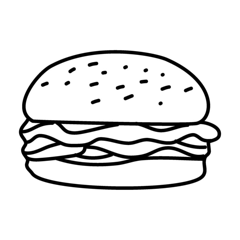 hamburger doodle. burger doodle. hand drawn of burger. doodle of hamburger. fast food doodle element. vector
