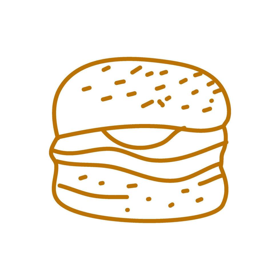 hamburger doodle. burger doodle. hand drawn of burger. doodle of hamburger. fast food doodle element. vector