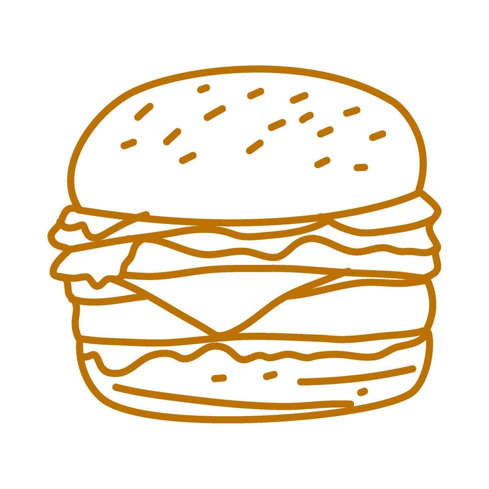 hamburger doodle. burger doodle. hand drawn of burger. doodle of hamburger. fast food doodle element. vector