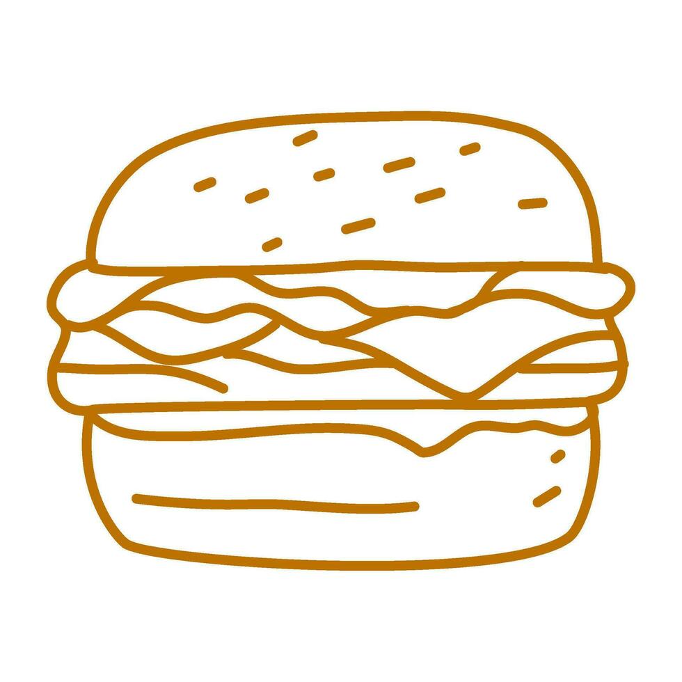 hamburger doodle. burger doodle. hand drawn of burger. doodle of hamburger. fast food doodle element. vector