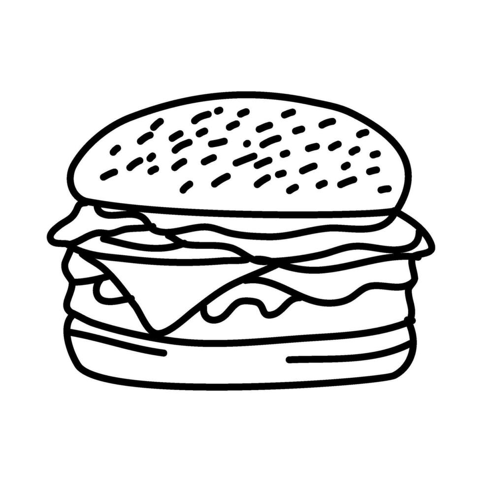 hamburger doodle. burger doodle. hand drawn of burger. doodle of hamburger. fast food doodle element. vector