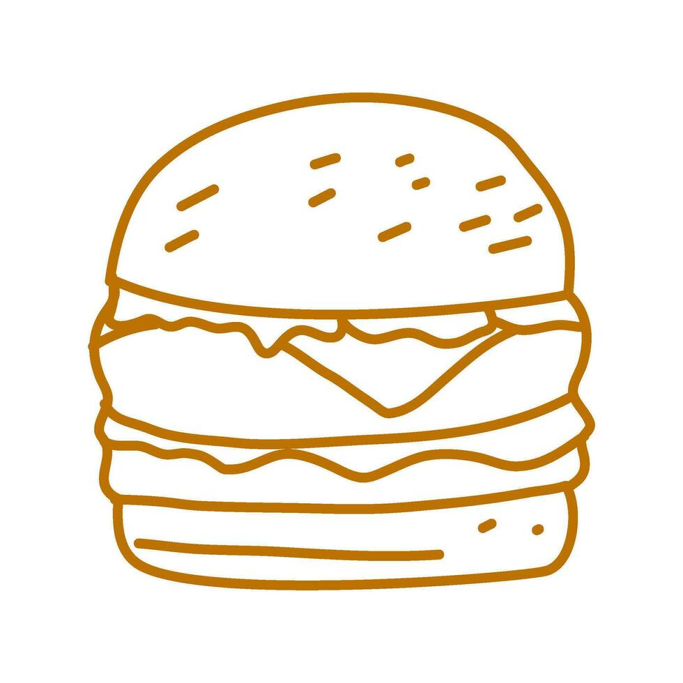 hamburger doodle. burger doodle. hand drawn of burger. doodle of hamburger. fast food doodle element. vector