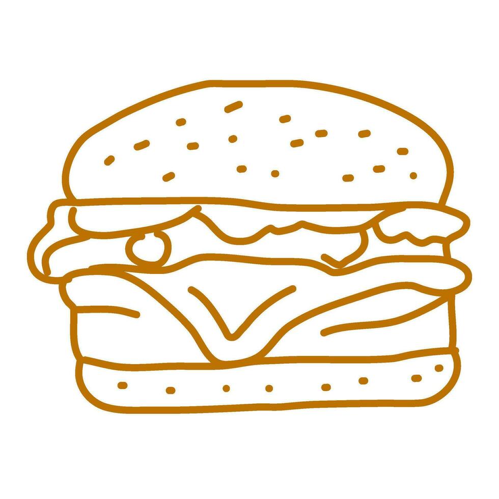 hamburger doodle. burger doodle. hand drawn of burger. doodle of hamburger. fast food doodle element. vector
