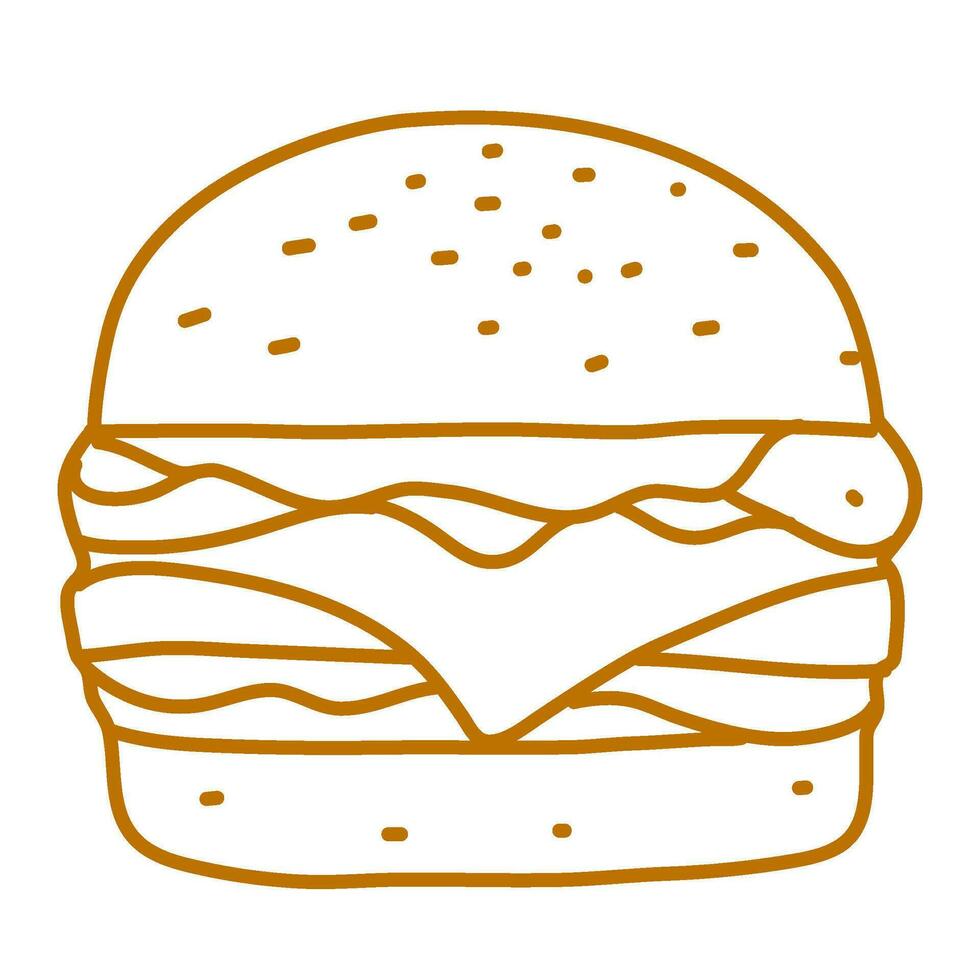 hamburger doodle. burger doodle. hand drawn of burger. doodle of hamburger. fast food doodle element. vector