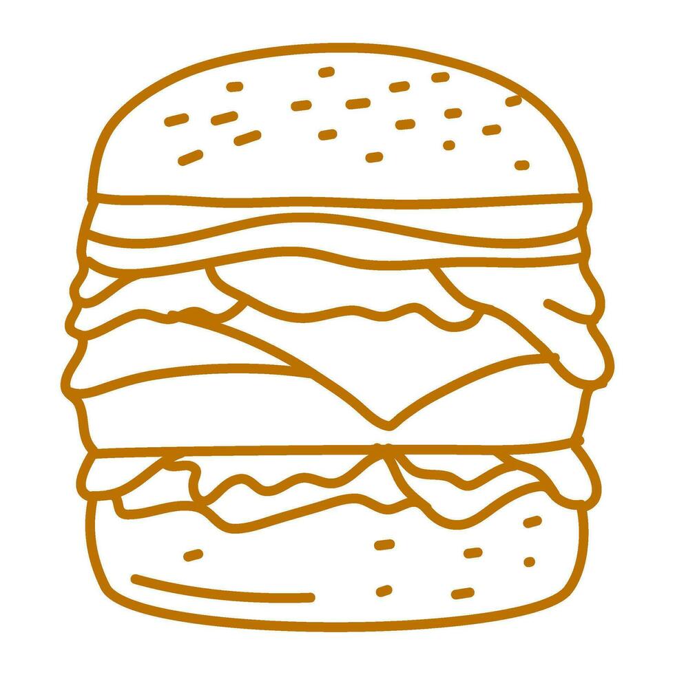 hamburger doodle. burger doodle. hand drawn of burger. doodle of hamburger. fast food doodle element. vector