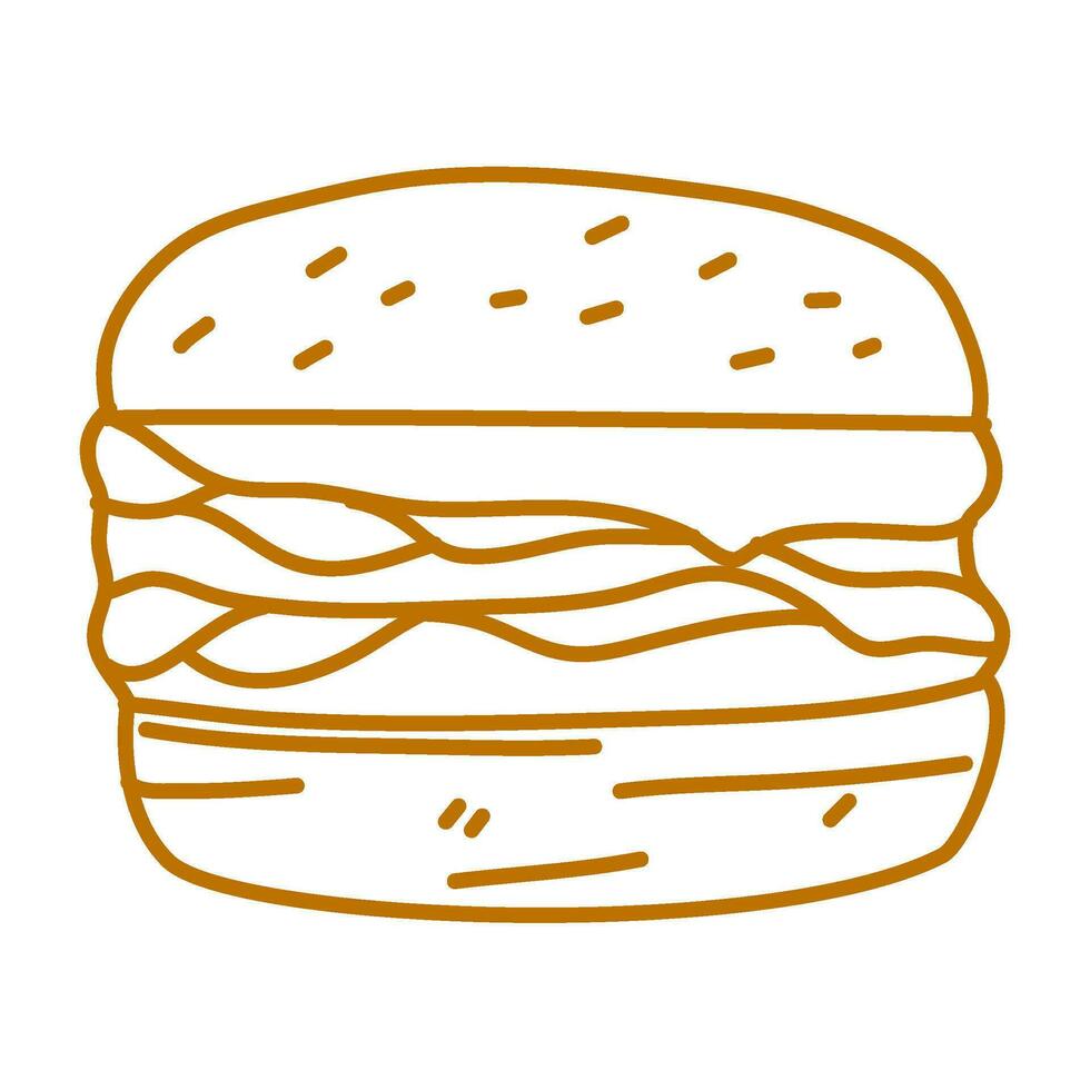 hamburger doodle. burger doodle. hand drawn of burger. doodle of hamburger. fast food doodle element. vector