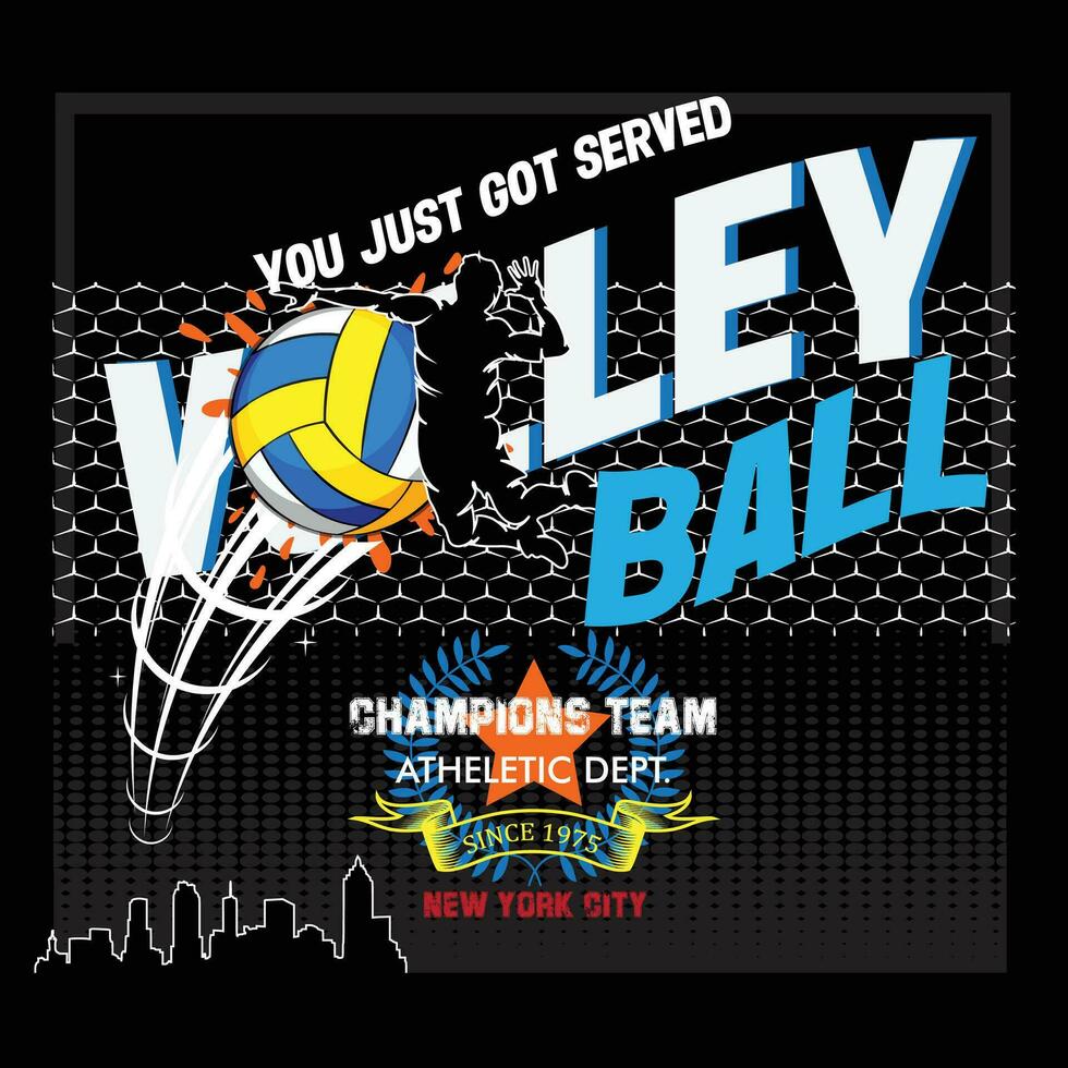 Volleyball New York  print for apparel with ball. Typography graphics for t-shirt. Design for athletic clothes on tee shirt Vector illustration.