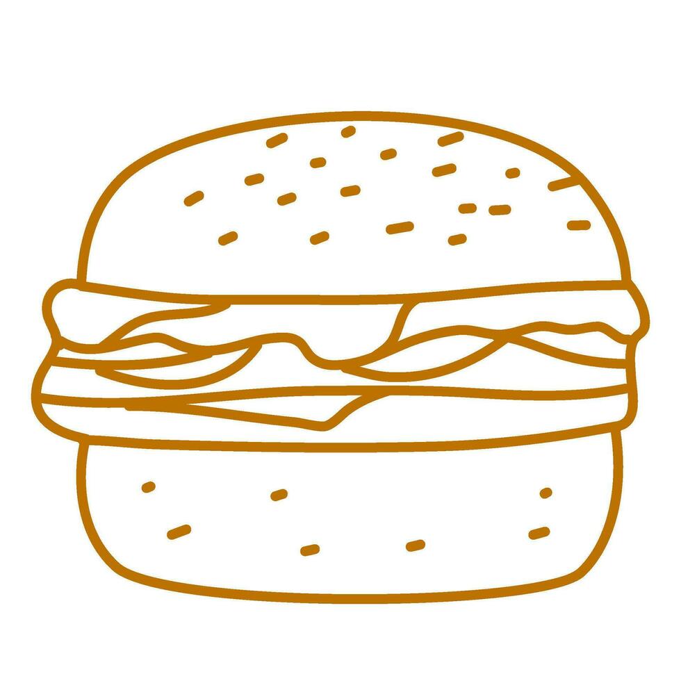 hamburger doodle. burger doodle. hand drawn of burger. doodle of hamburger. fast food doodle element. vector