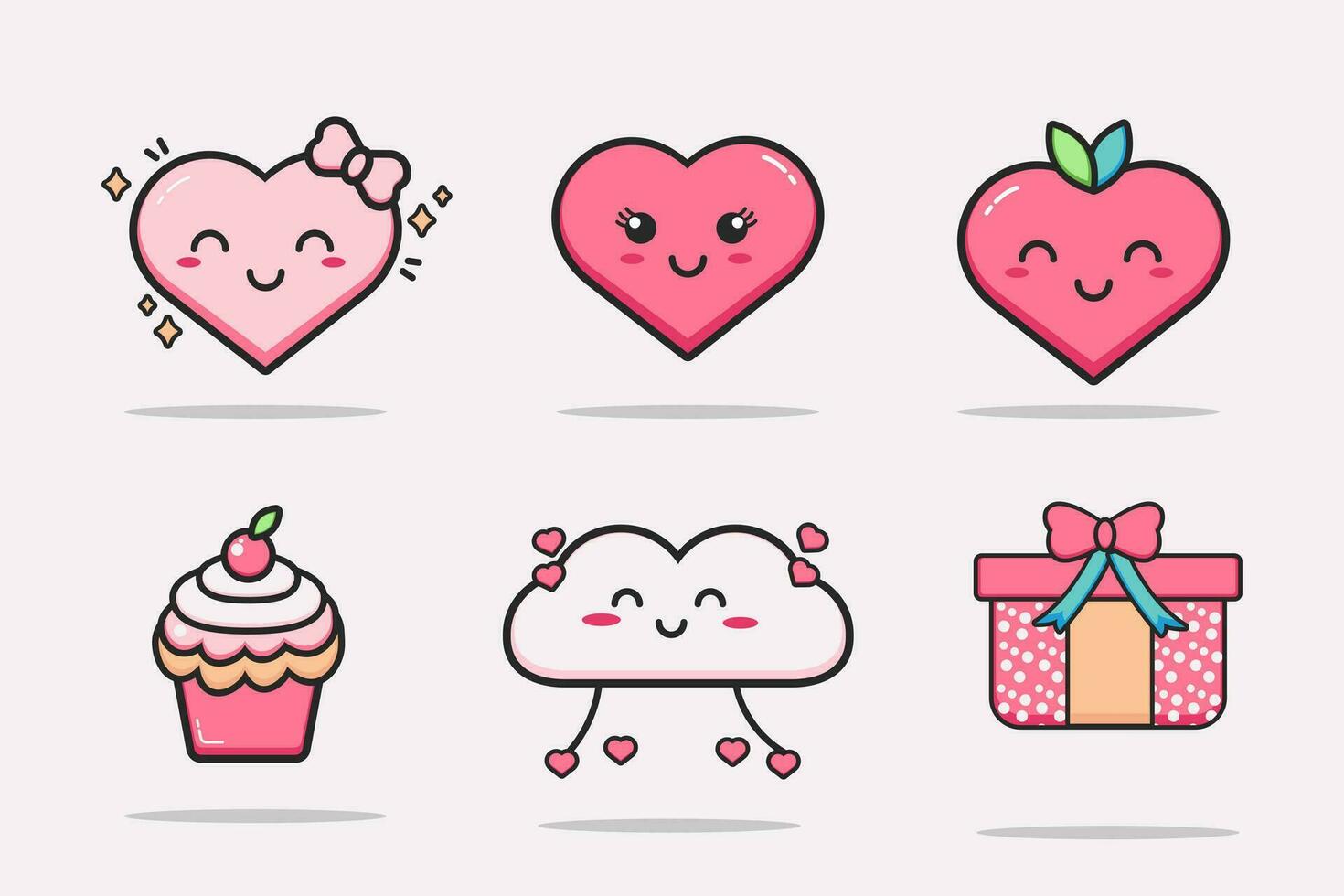 Set of Valentine's day vector elements clipart isolated on white background