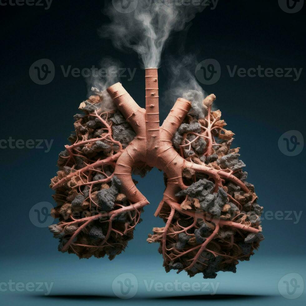 AI generated Darkened Lungs after smoking. Generate Ai photo