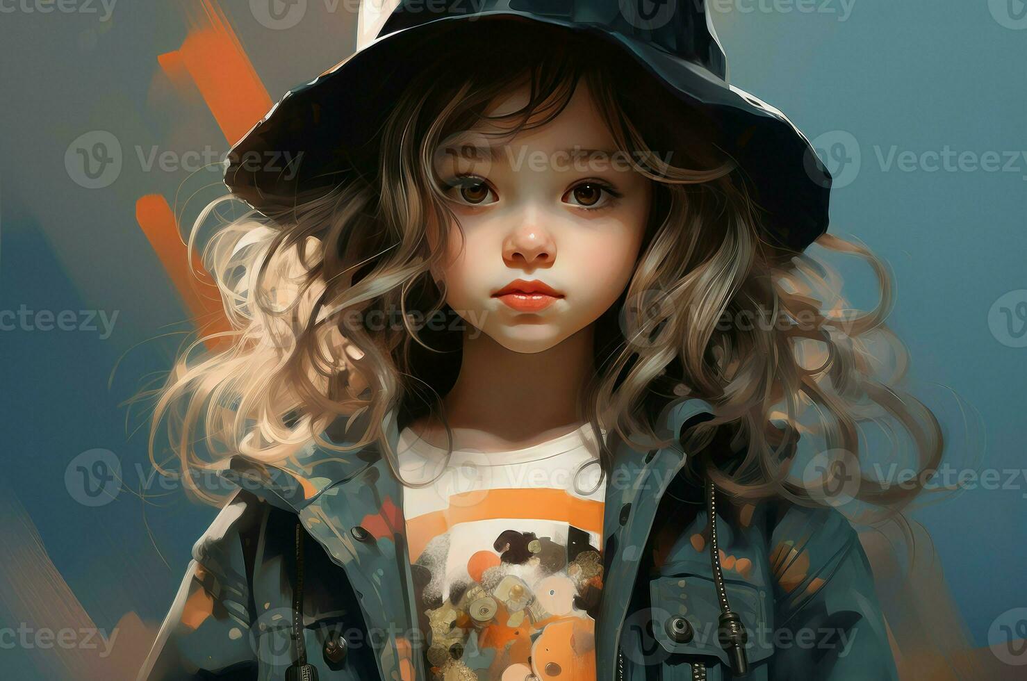 AI generated Trendy Little fashionable girl. Generate Ai photo