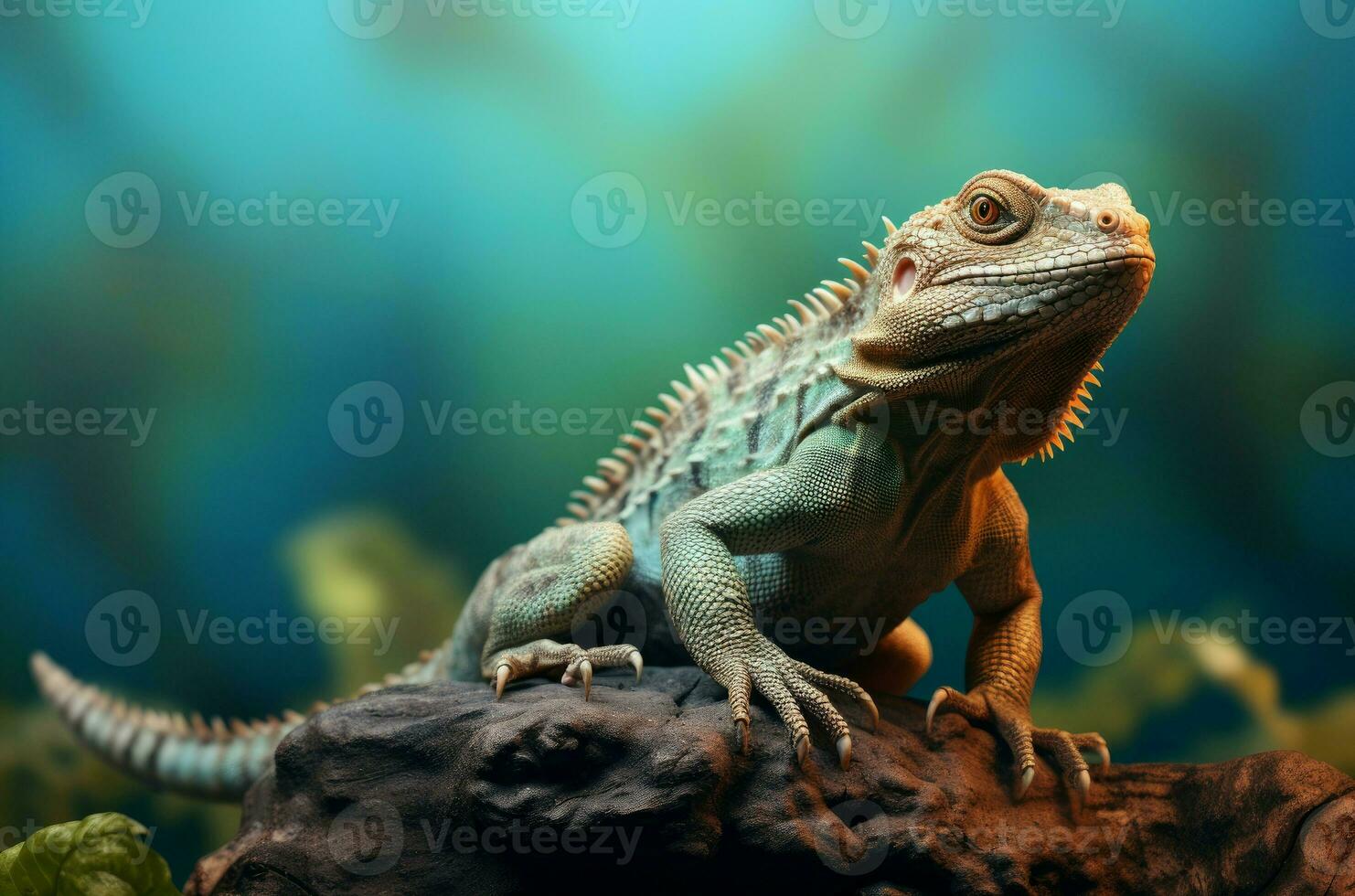 AI generated Vivid Lizard view colorful background. Generate Ai photo