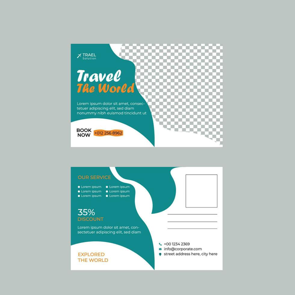 Tours Or Travel Postcard Template Design Pro Vector