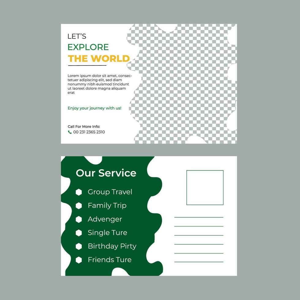 Modern Travel Postcard Design Template. Travel Company Postcard Free Vector