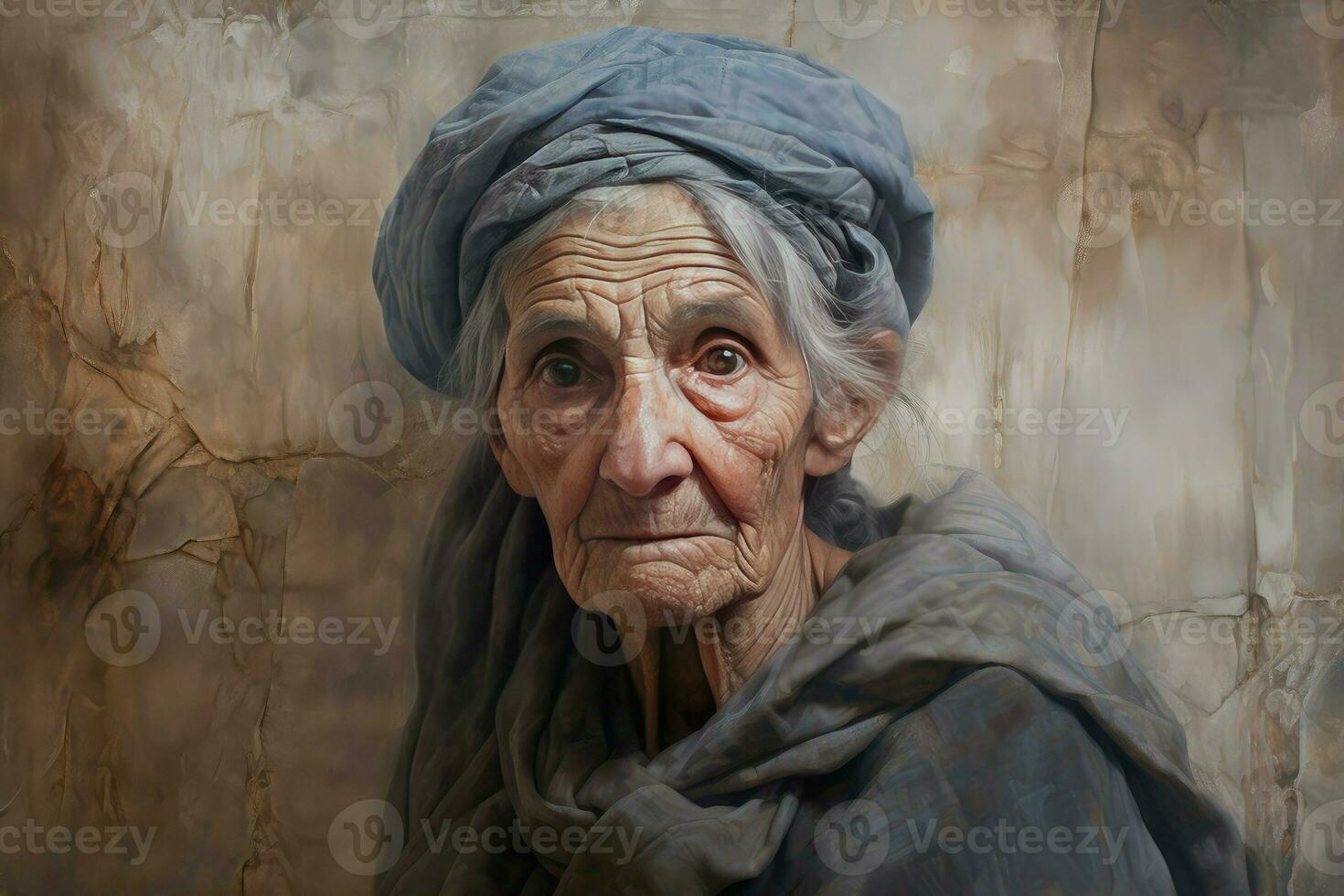 AI generated Artistic Canvas unfinished paint old woman work. Generate Ai photo