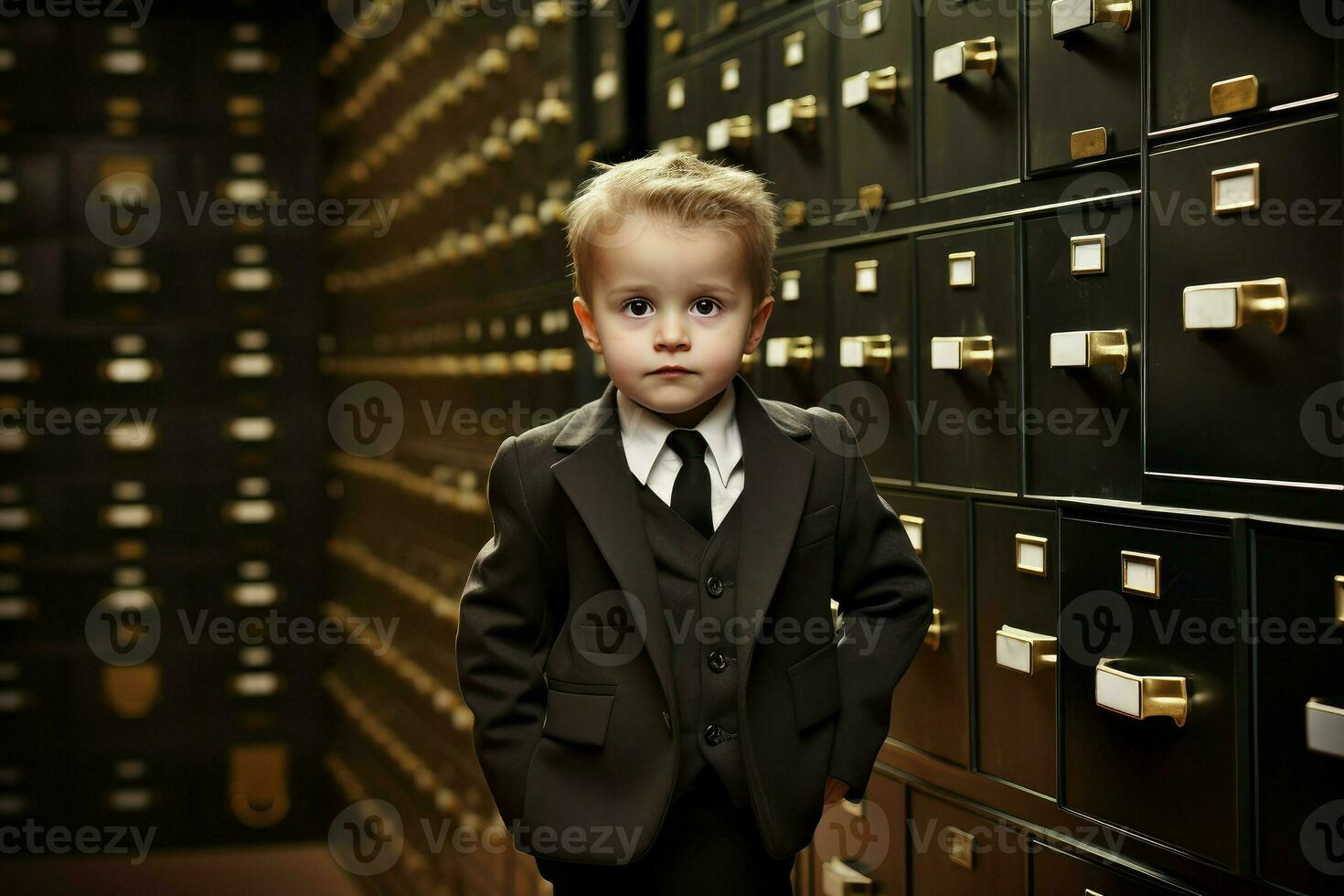 ai generado paciente archivista niño chico. generar ai foto