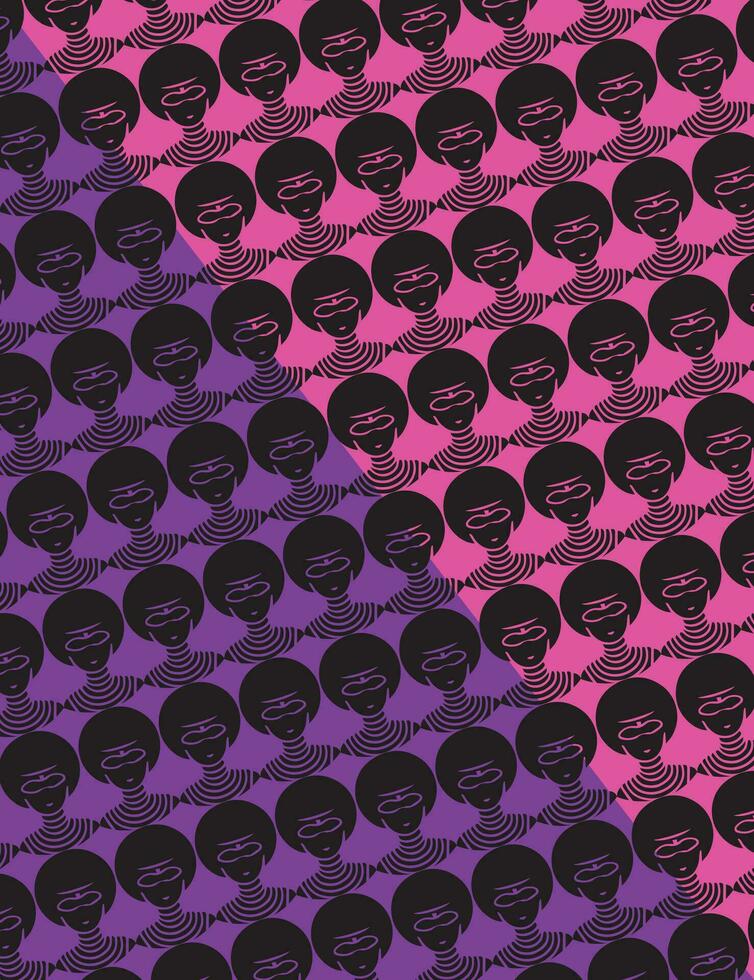 Afro Queen Silhouette Elegance, Seamless Pattern Celebrating Black Power vector