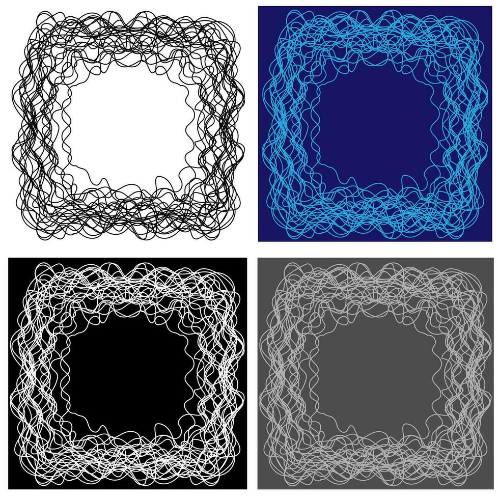Set of vector frames and backgrounds in the form of wavy lines and twisted wire