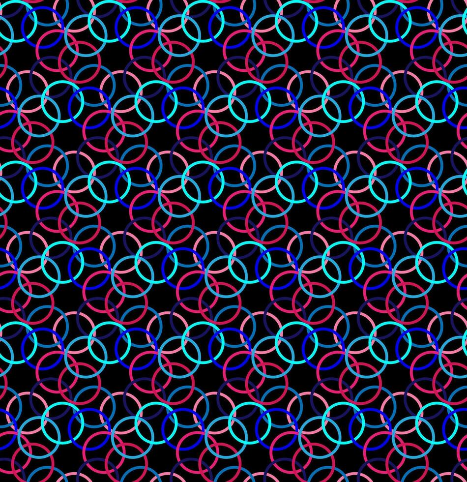 Seamless vector abstract pattern in the form of multi-colored circles on a black background