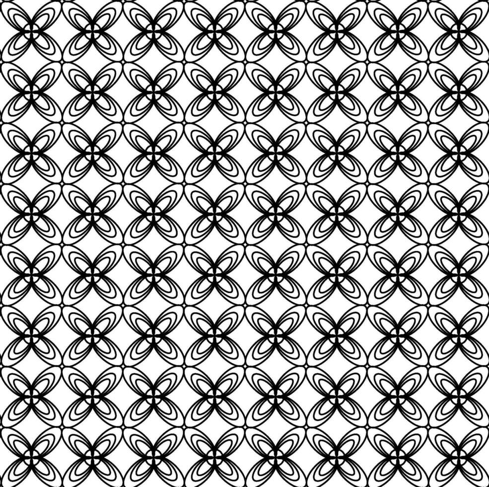 Vector geometric black floral lattice pattern on white background