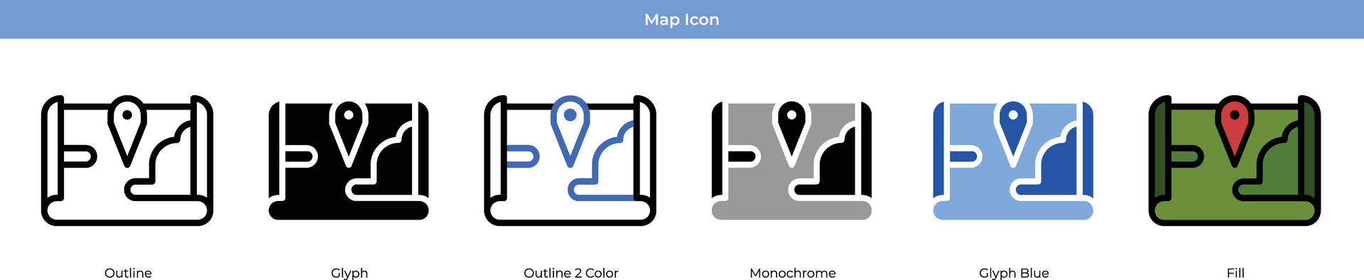 Map Icon Set Vector 36123499 Vector Art at Vecteezy