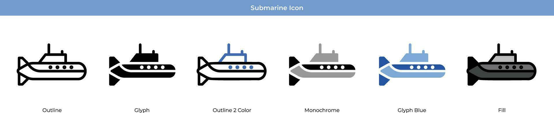 Submarine Icon Set Vector