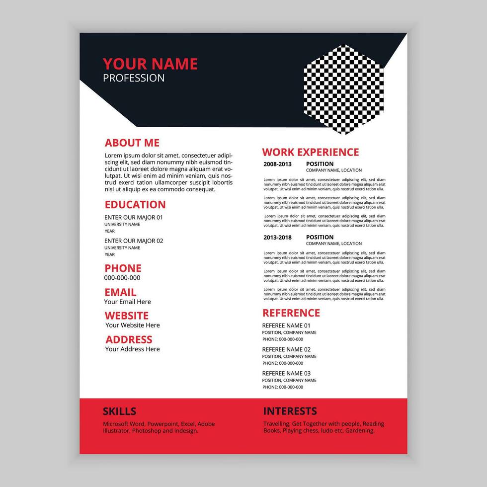 Creative and Professional Resume Design vector