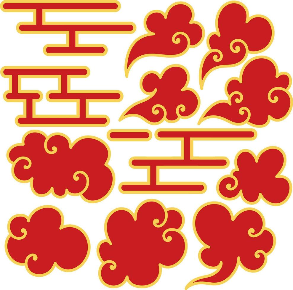 Set chinese cloud vector