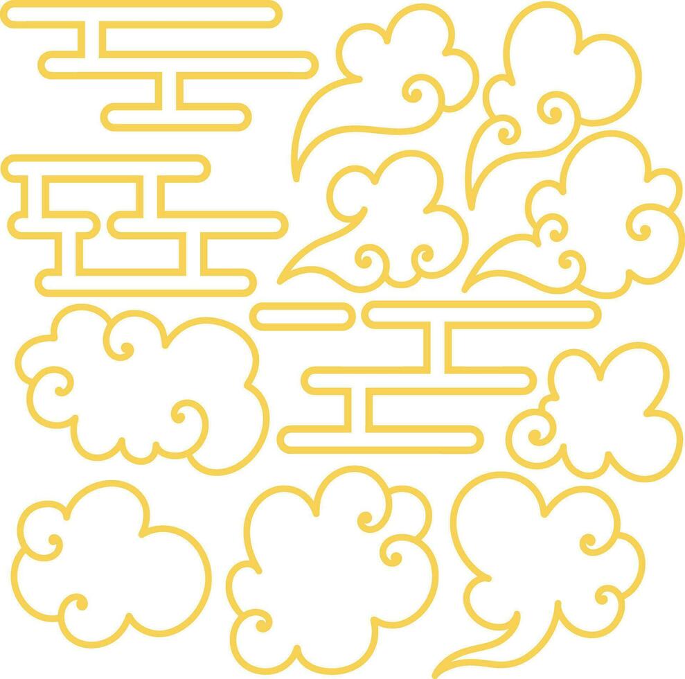 Set chinese cloud vector