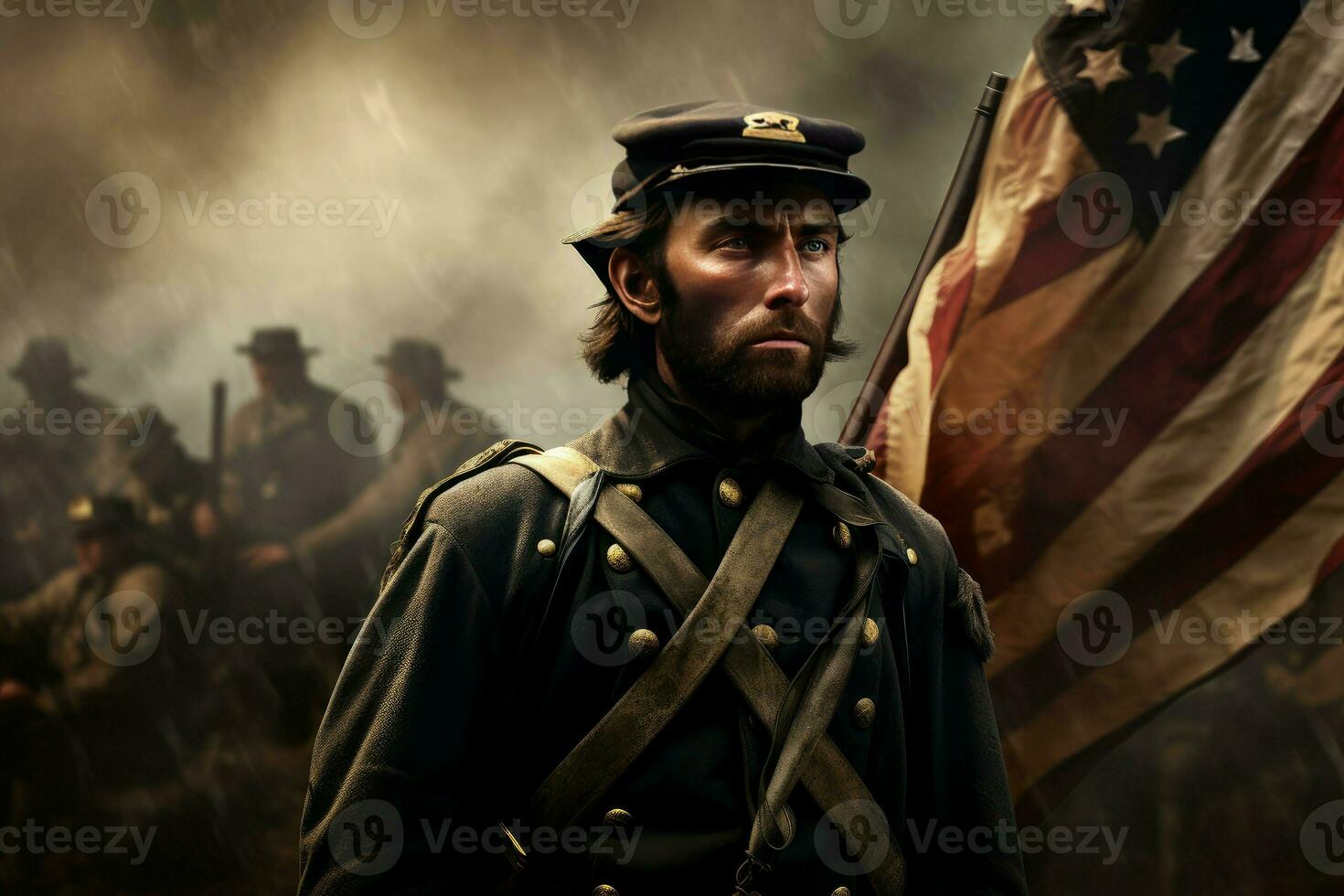 ai generado distintivo americano militar hombre parte superior sombrero. generar ai foto