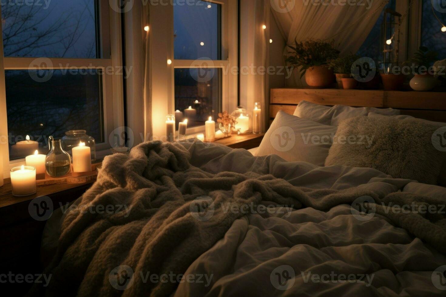 AI generated Peaceful Cozy bedroom. Generate Ai photo