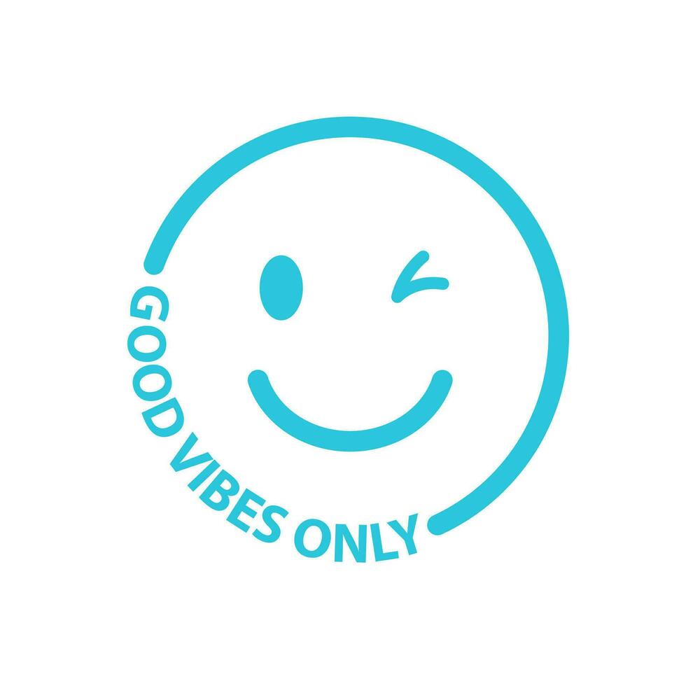 Emotional emoticon icon good vibes only, from blue icon set. vector