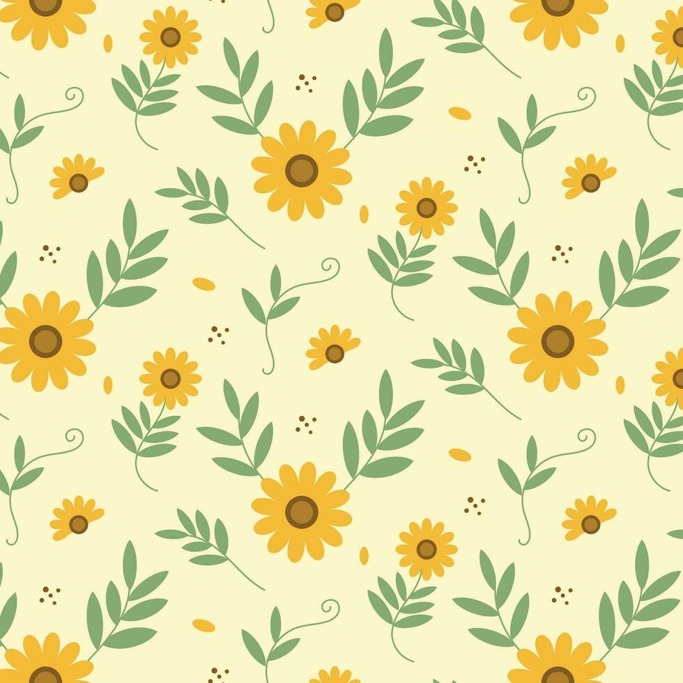 Seamless floral pattern sunflower illustration shape design vector. Printable for texture cloth, textile, wallpaper, backdrop, paper wrapping, booklet, card. vector