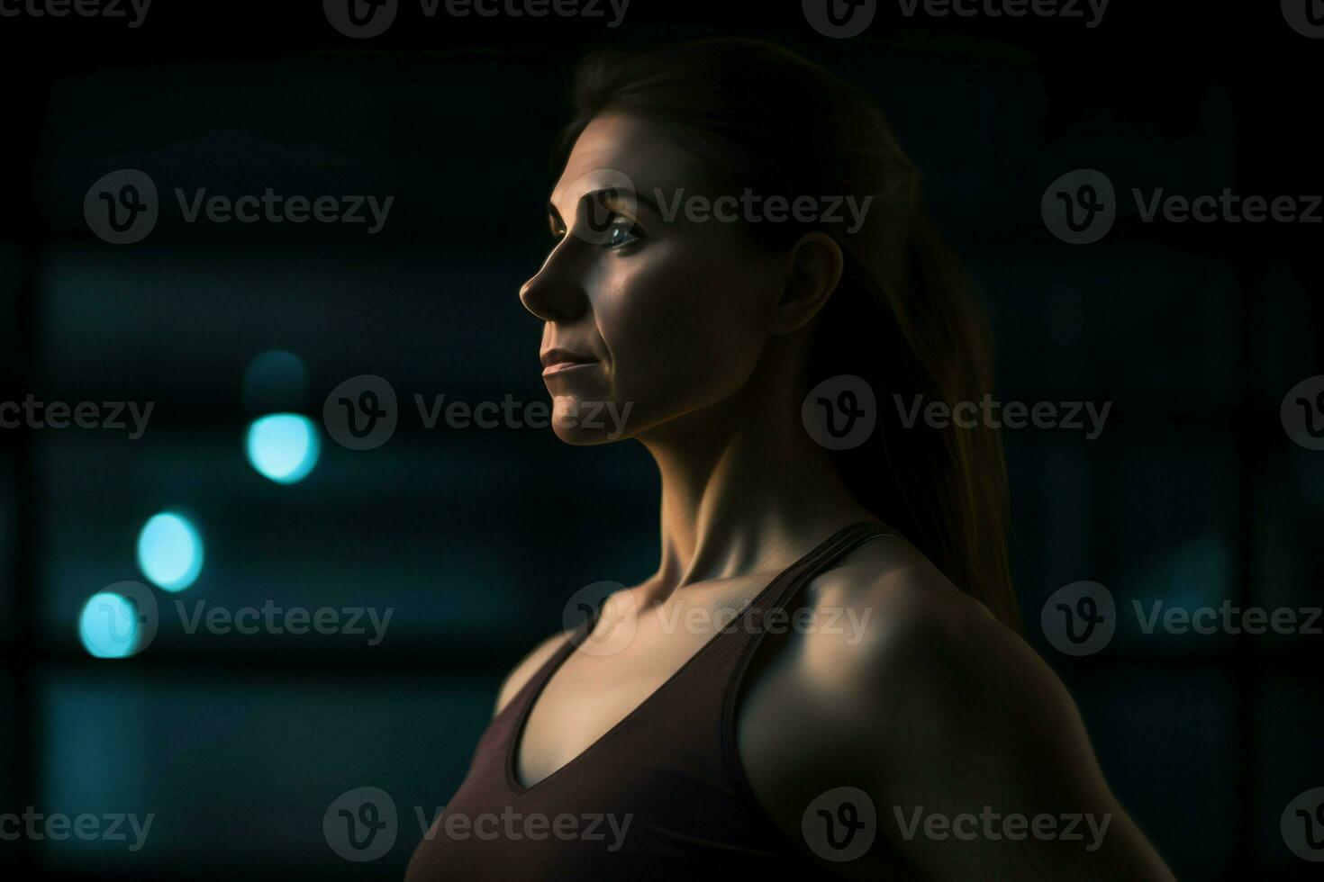 AI generated Girl weighing sport fitness competition. Generate ai photo