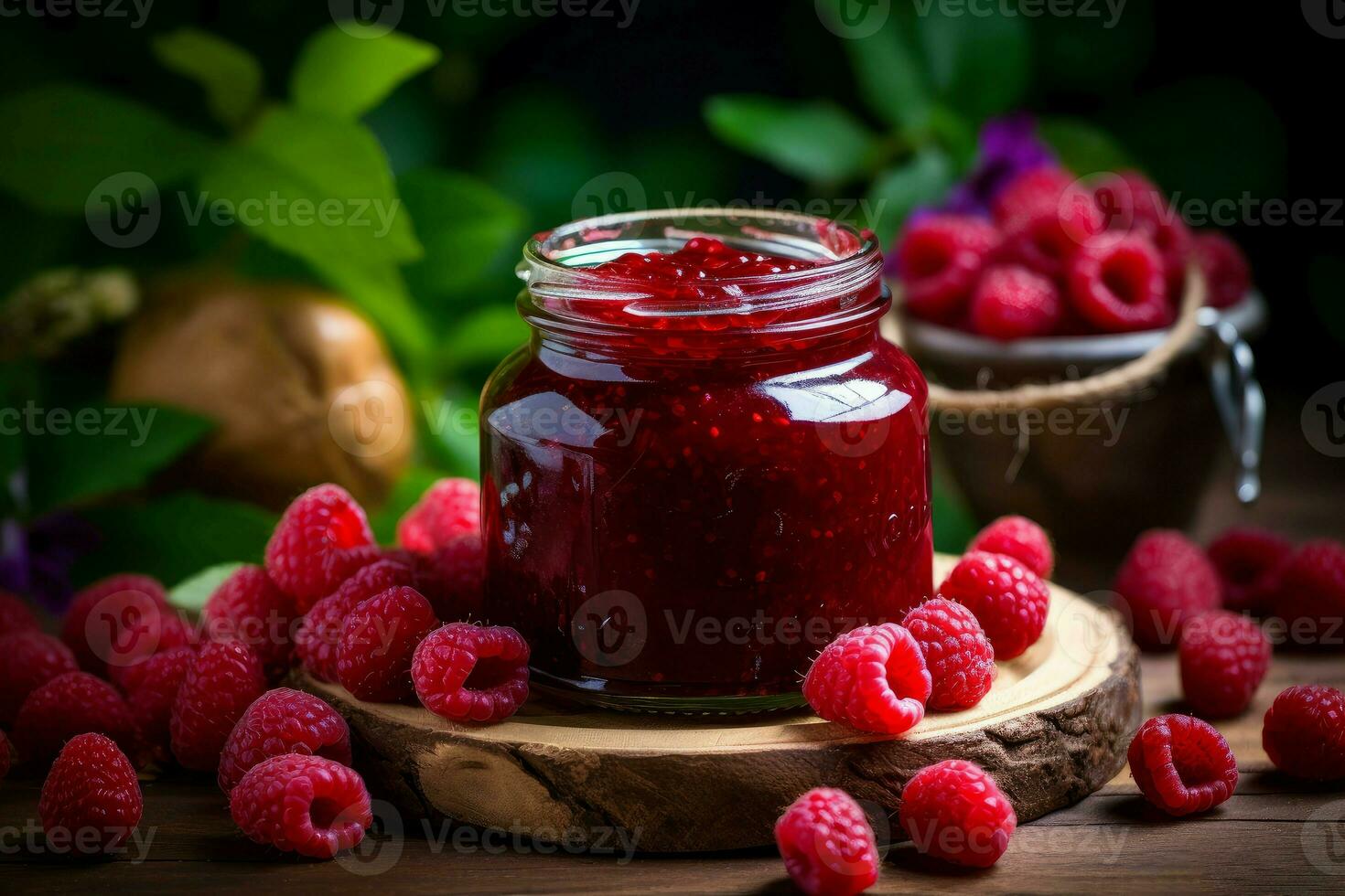 AI generated Fragrant Homemade raspberry jam. Generate Ai photo