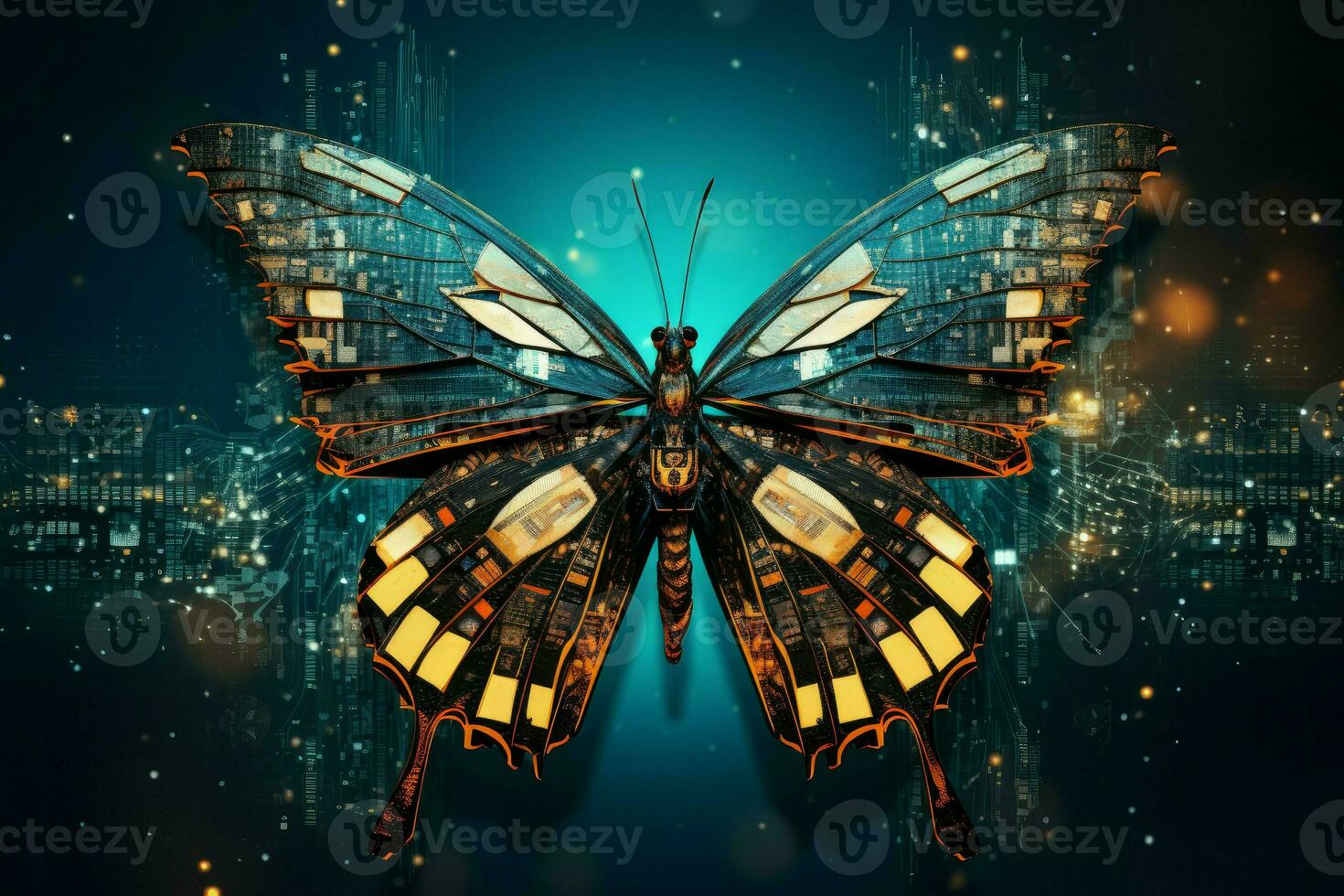 AI generated Innovative Information technology butterfly. Generate Ai photo