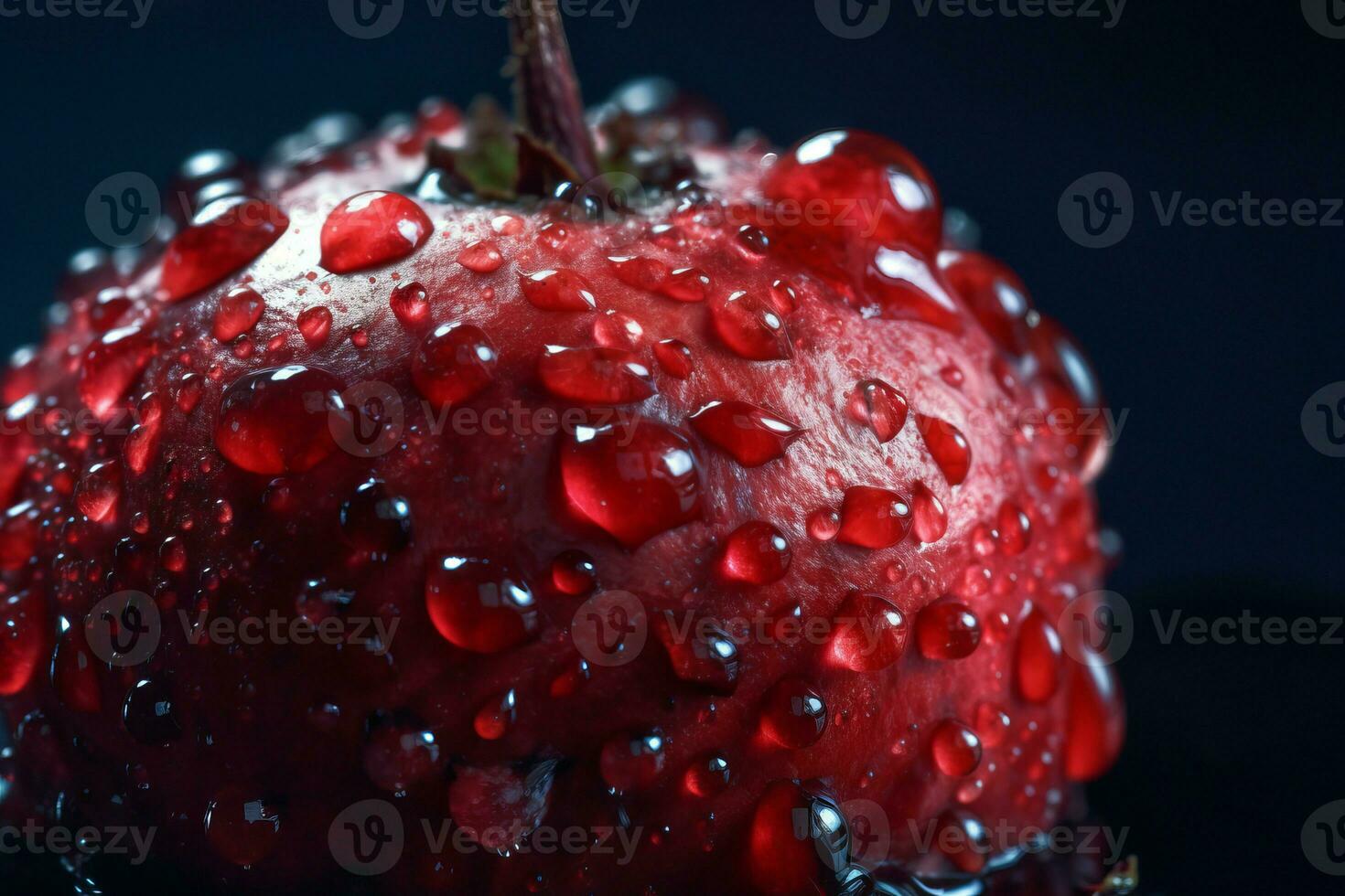 AI generated Juicy red fruit covered with water droplets. Generate ai photo