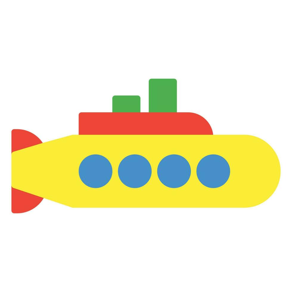 submarino icono o logo ilustración plano color estilo vector