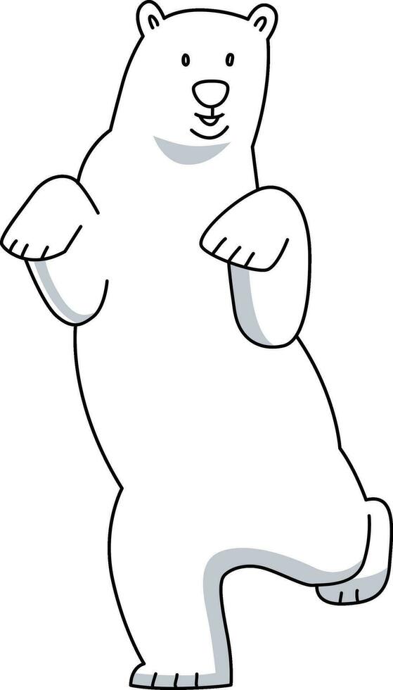 polar bear stand with poses. The polar bear is white standing on two and four legs, drawn by hand with simple and straightforward lines. cute doodle cartoon of a polar bear standing vector