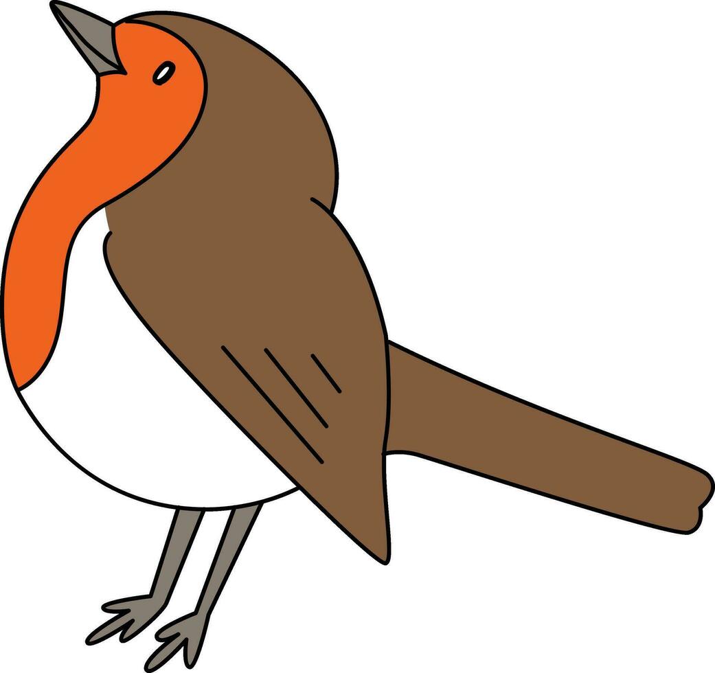 Robin bird, cartoon, drawn with simple lines, doodle, hand-drawn with a simple and smooth style. The robin bird is cute vector