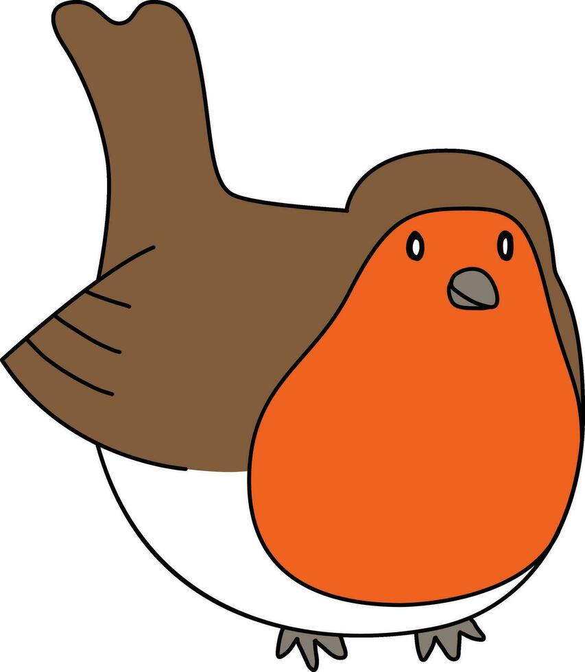 Robin bird, cartoon, drawn with simple lines, doodle, hand-drawn with a simple and smooth style. The robin bird is cute vector