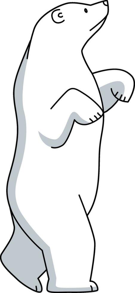 polar oso estar con posa el polar oso es blanco en pie en dos y cuatro piernas, dibujado por mano con sencillo y sencillo líneas. linda garabatear dibujos animados de un polar oso en pie vector