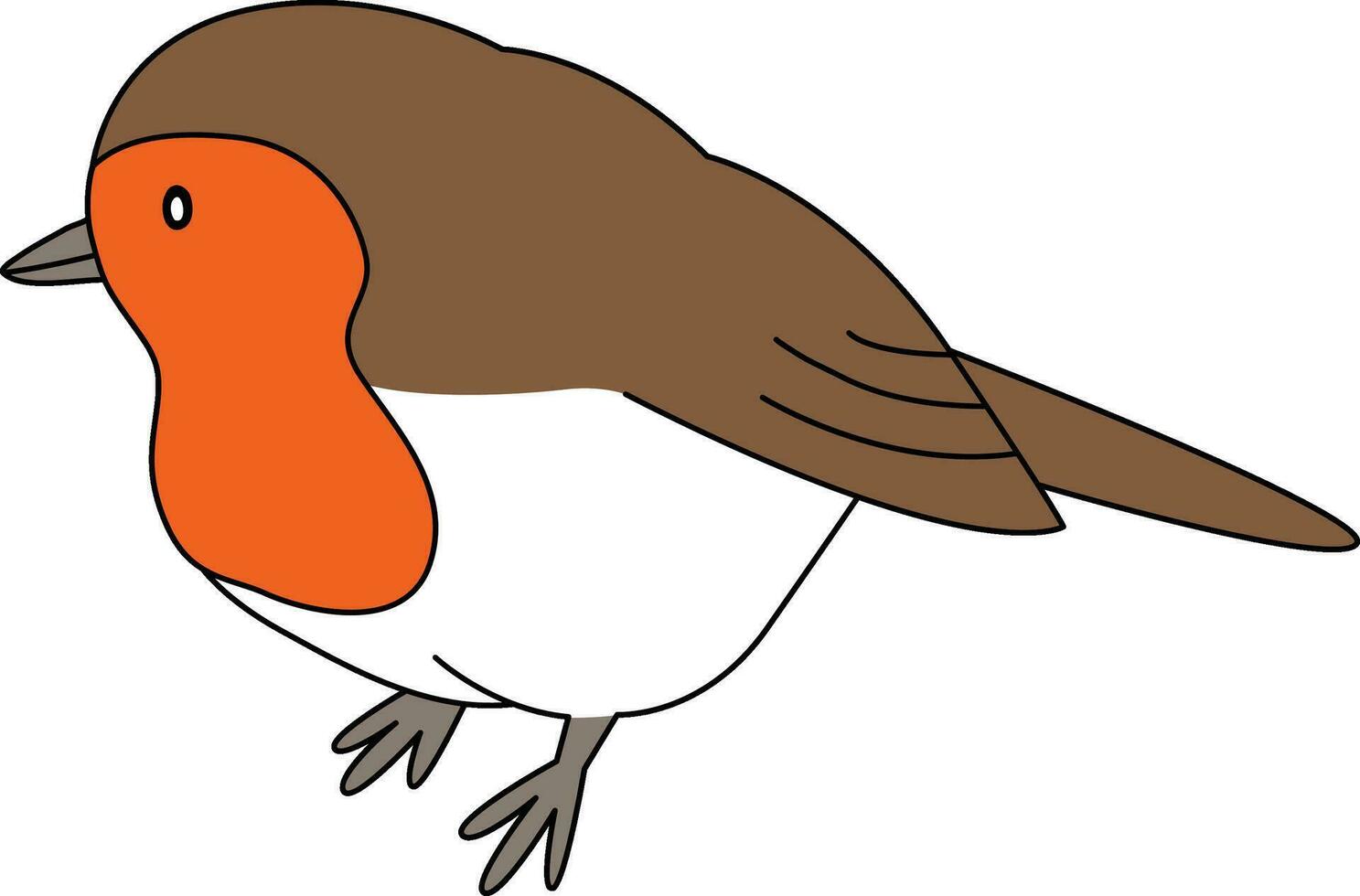 Robin bird, cartoon, drawn with simple lines, doodle, hand-drawn with a simple and smooth style. The robin bird is cute vector