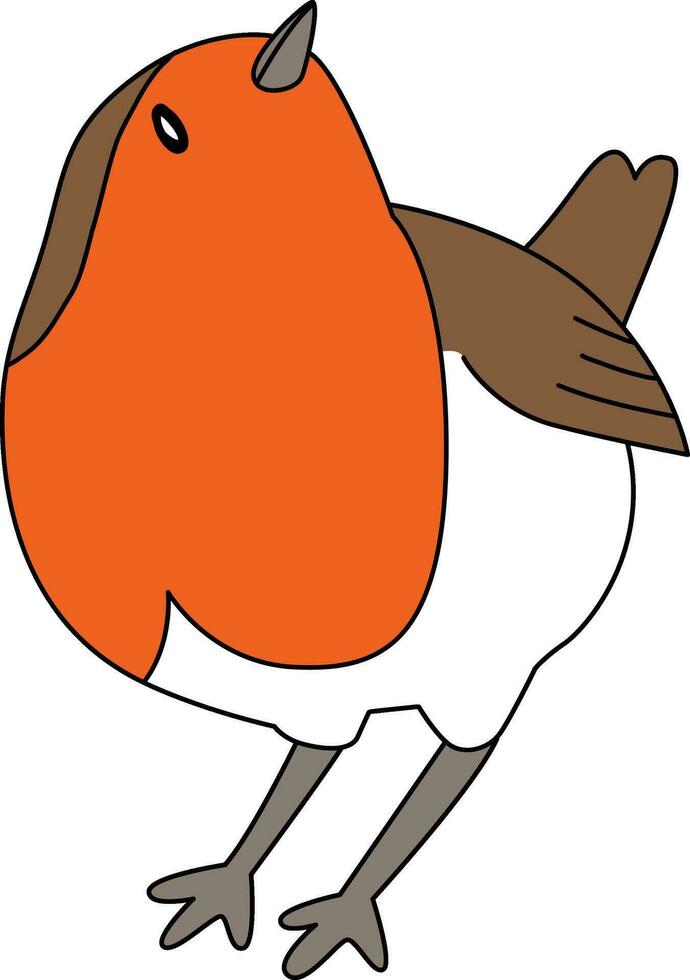 Robin bird, cartoon, drawn with simple lines, doodle, hand-drawn with a simple and smooth style. The robin bird is cute vector