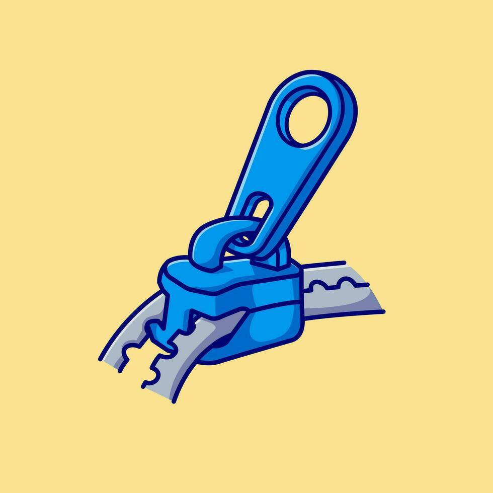 Zipper Cartoon Vector Icon Illustration. Fashion Object Icon Concept Isolated Premium Vector. Flat Cartoon Style